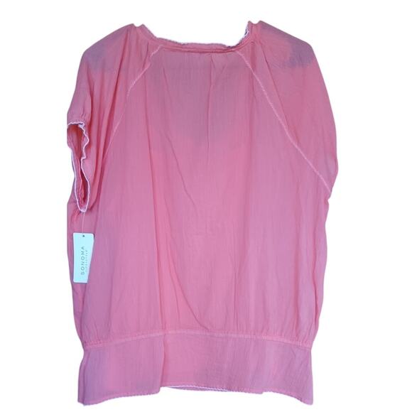 NWT Sonoma Peach Color Gauzy Embroidered Top Cami Liner 100% Cotton Women's XL - Picture 4 of 7